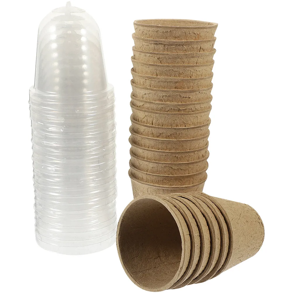 40Pcs Nursery Pots Biodegradable Round Plant Starters Seedling Paper Pulp Cups Indoor Gardening School Projects Vegetable
