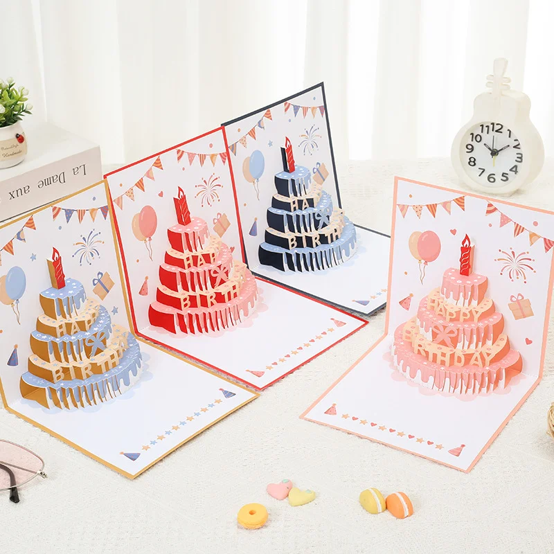 3D Pop-Up Geburtstagstorten-Grußkarten Einladungskarten für Jungen Mädchen Kinder Geschenk Dankeskarten Miniaturen Beste Wünsche Postkarte – Detail 10