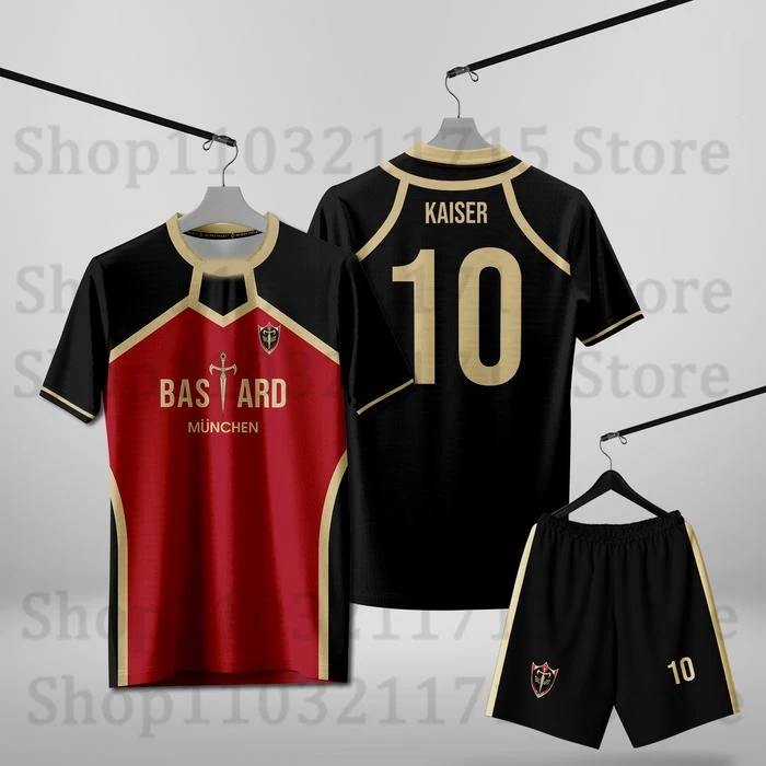 

Blue Lock Bastard Munchen Football Jersey Set 3D Kaiser Print Cosplay Kid Anime T-shirt Shorts Set Men Women Sports Y2k Tee Suit