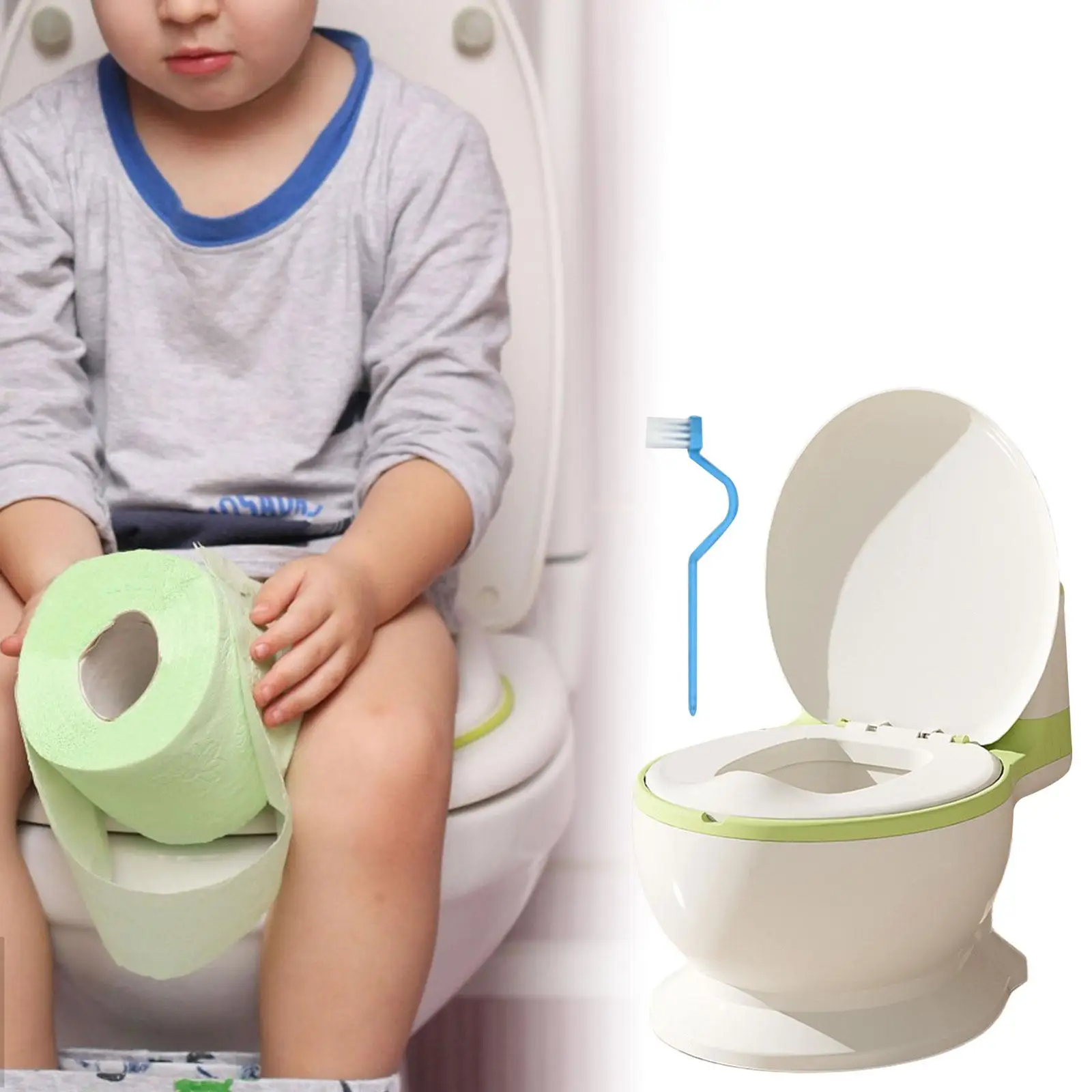 Baby Potty Toilet with Wipe Storage Lifelike Flush Button Comfortable Realistic Toilet for Bedroom Girls Boys Babies Ages 0-7