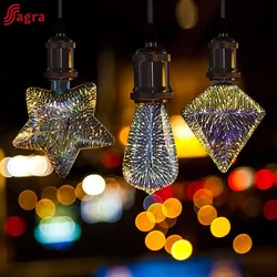 3D Decoration LED Bulb E27 4W AC85-265V Vintage Edison Light Bulb Star Lamp Holiday Night Light Novelty Christmas Tree