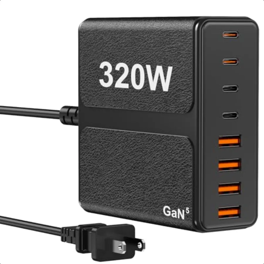

320W USB C Charger Block 8Port USB C Charging Station PD 65W PC Laptop Fast Charger Adapter for BookPro Air DELL iPad Portable