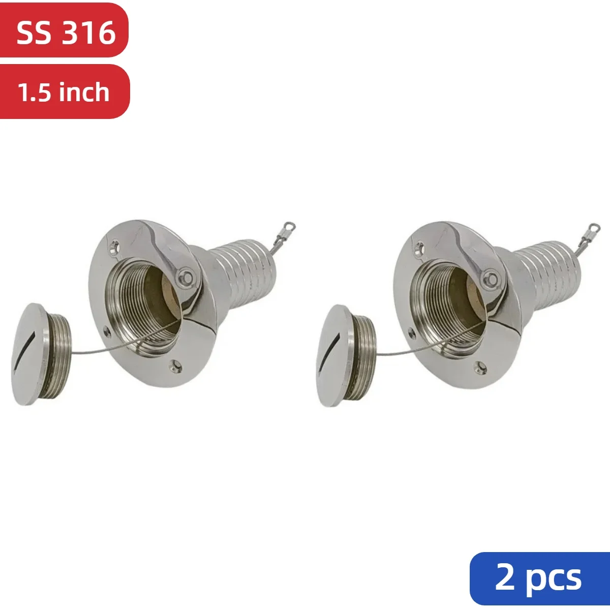 

2 PCS 1.5 Inch Boat Fuel Deck Filler Mirror Polished 316 Stainless Steel Hardware