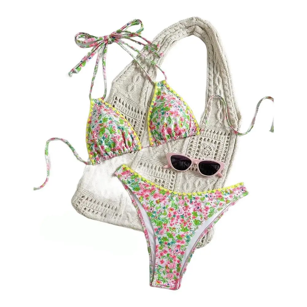 비치 비키니 꽃무늬 비키니 브랜드 새 제품 패턴 그림에 표시된 패션 꽃봉오리 수영복 비키니