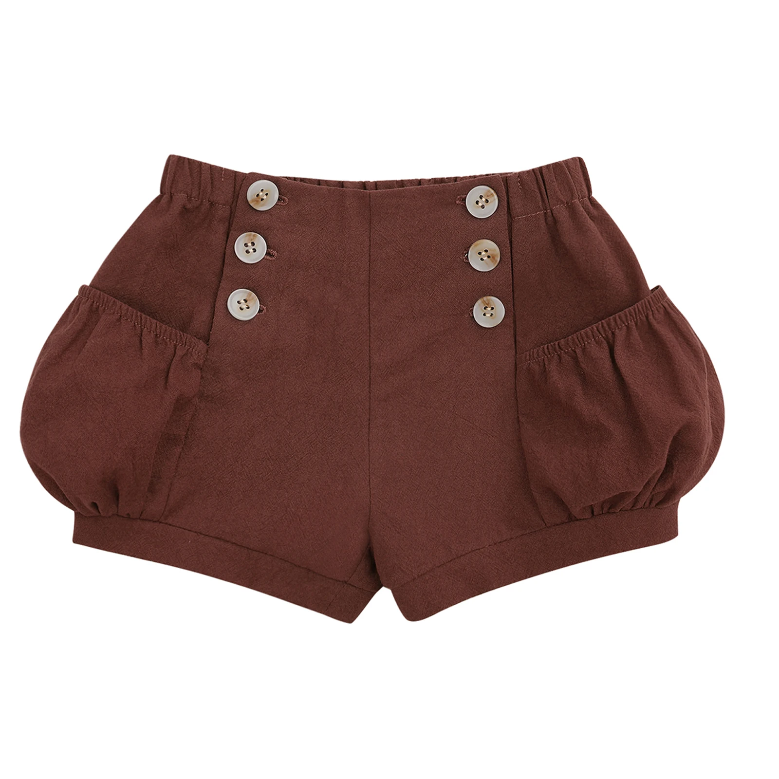 Toddler Baby Boys Girls Buttons Elastic Waist Shorts with Side Pockets Casual Daily Life Family Gathering Beach Underwear