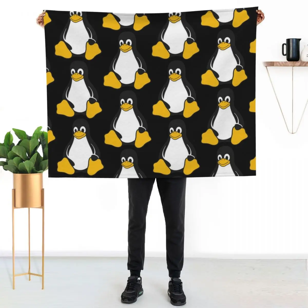 Linux Tux Throw Blanket Nap Vintage Personalized Gift Shaggy Warm Furrys Blankets