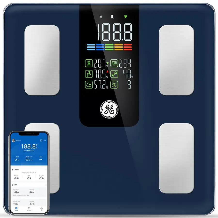 

Smart Scale for Body Weight, BMI, Fat, Muscle Mass, Digital Bathroom Scales 500lbs Bluetooth 11.8 Lar Platform Weighing Machine