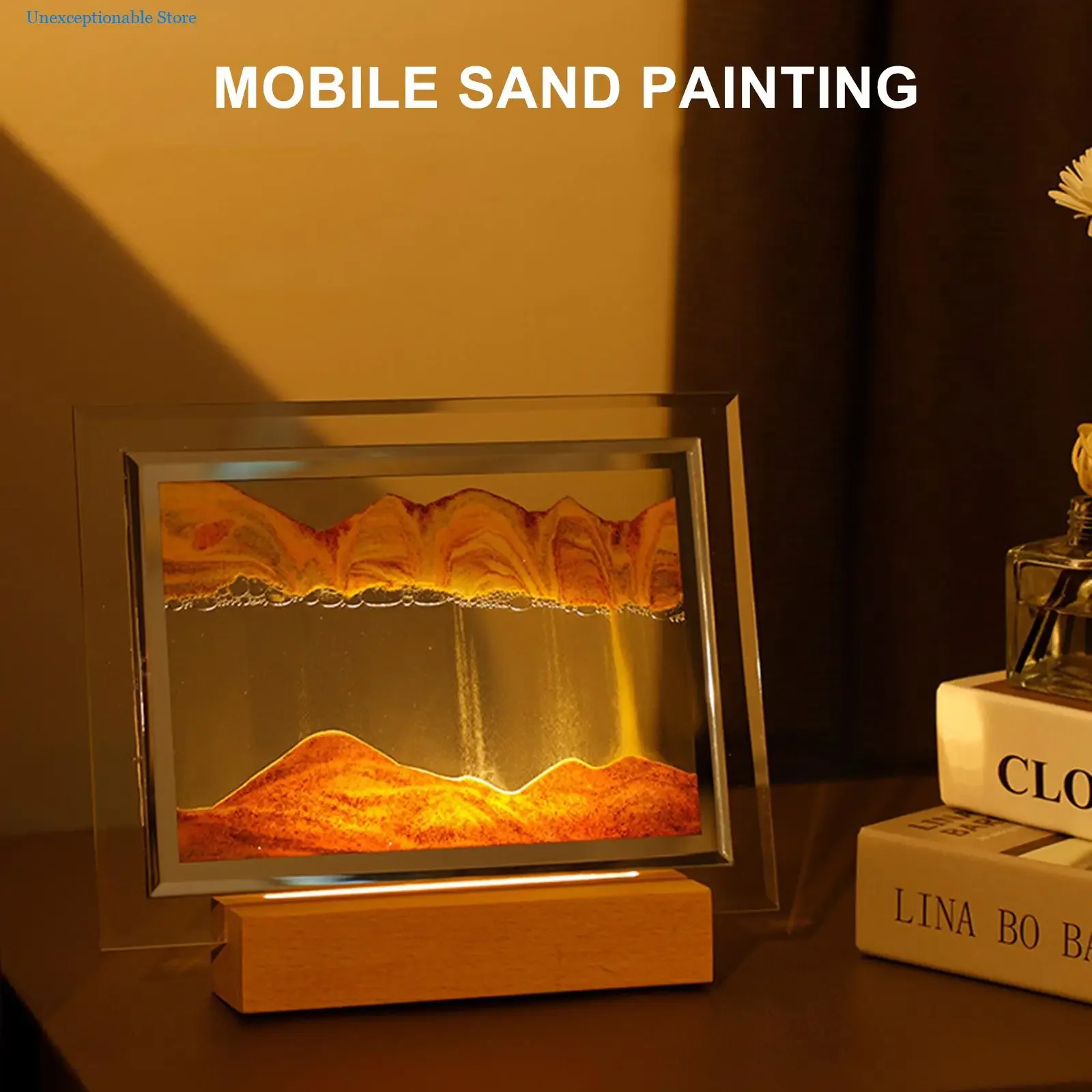 Romantic Bedside Led Night Light Creative Hourglass Painting Light Art Hourglass Moving Sand Led Table Lamp Atmosphere Light