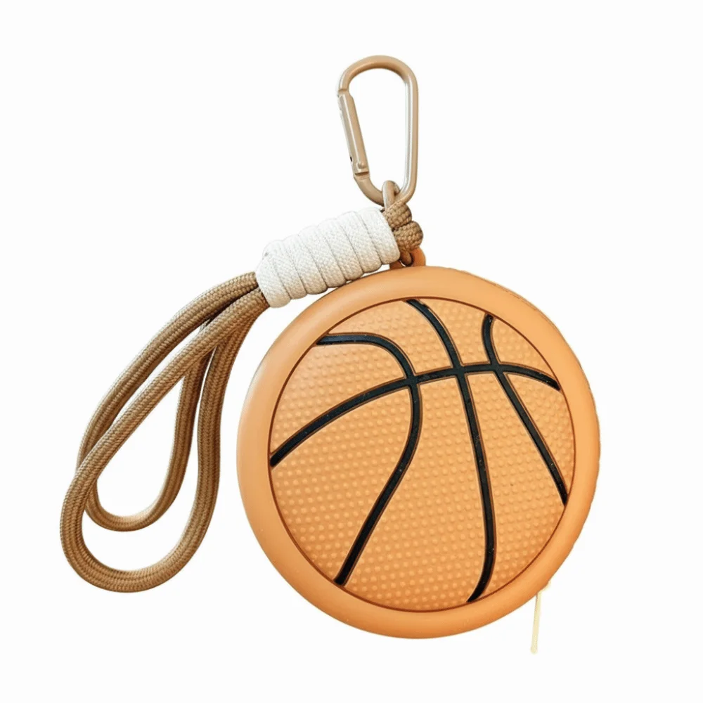 Creative Sporty Ball Shaped Coin Purse Basketball Waterproof Headphone Pouch Trendy Small Size Storage Bag Personal Use