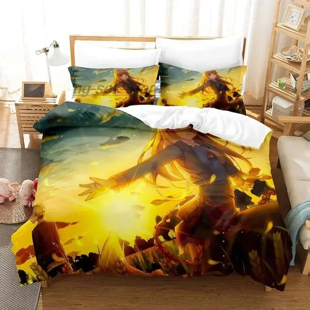3D Anime Spice and Wolf Bedding Set For Bedroom Soft Modern Bedspreads Comefortable Kids Duvet Cover Quilt Cover And Pillowcase