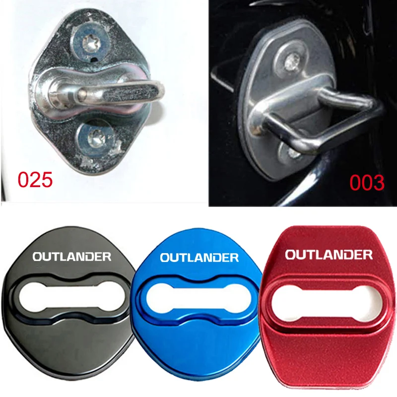 4PCS Stainless Steel Car Door Lock Covers Anti-rust Protection Case Buckle Stickers for Mitsubishi outlander Logo Accessories