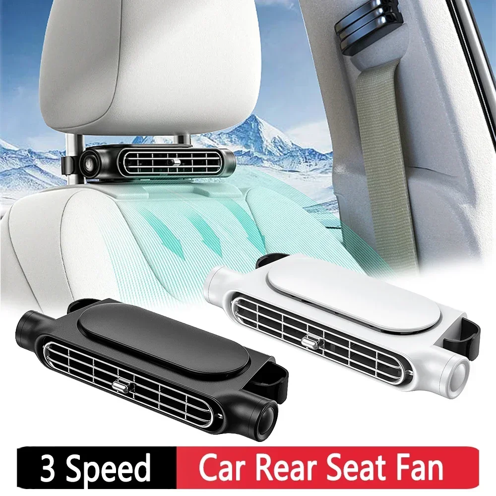 Car Headrest Cooling Air Fan 3 Speeds Adjustable Car Neck Cooler USB Powered Rear Seat Cooling Fan Summer Car Accessories