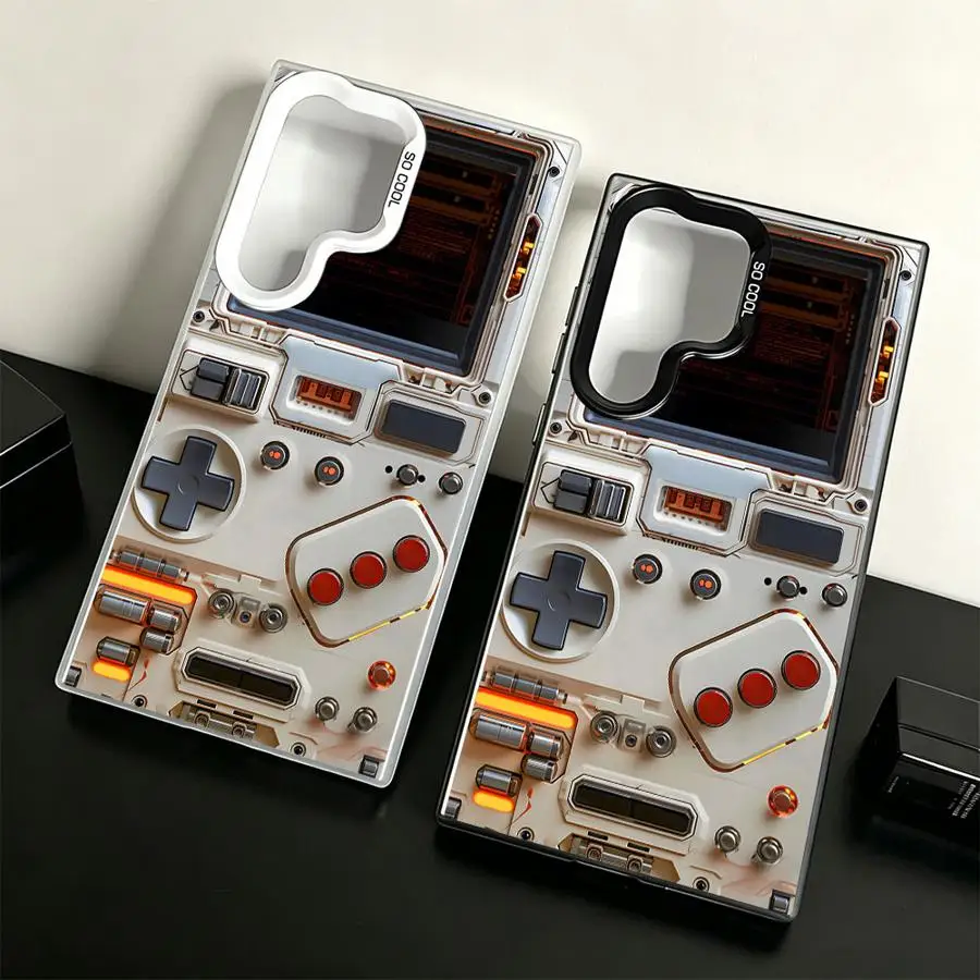 White Tech Handheld Case for Samsung Galaxy S26 S25 Edge S20 Plus S21 Note 20 Ultra S24 FE S23 Ultra S23 S22 Phone Cover