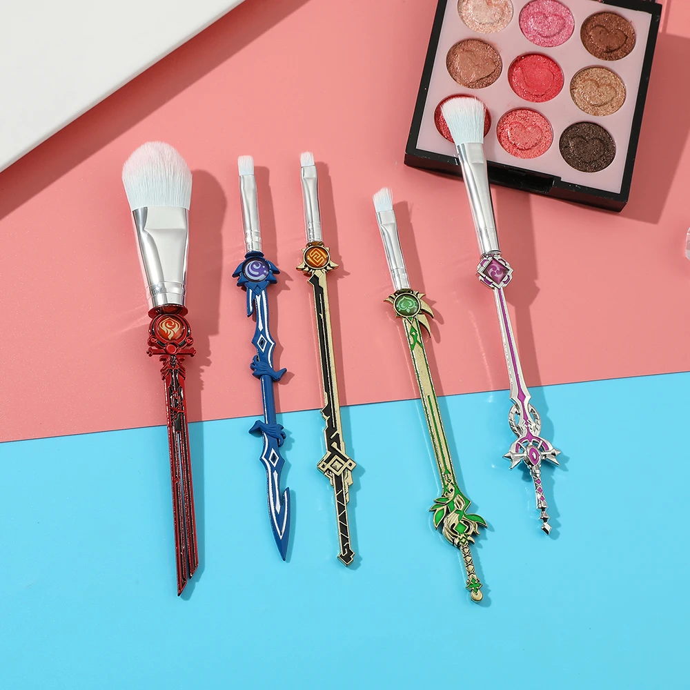 أنيمي جينشين إمباكت شياو فورينا الهيثم كوسبلاي 5 قطعة فرش التجميل الوجه الحاجب عينيه فرشاة للمكياج ملحق