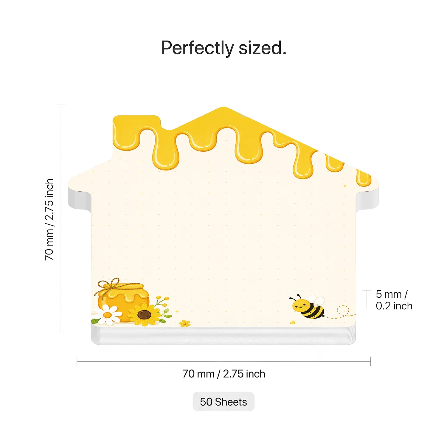 2PCS Honey Bee Self Adhesive Sticky Notes 100 Sheets Honey Drip Honey Jar Sunflower Bee Memo Pads Cute Writing Reminder Notes Of