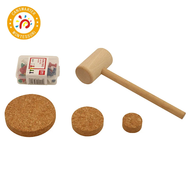 Materiales de aprendizaje Montessori para niños, bandeja de elementos didácticos para el trabajo de martilleo de la vida diaria, martillo de juguete