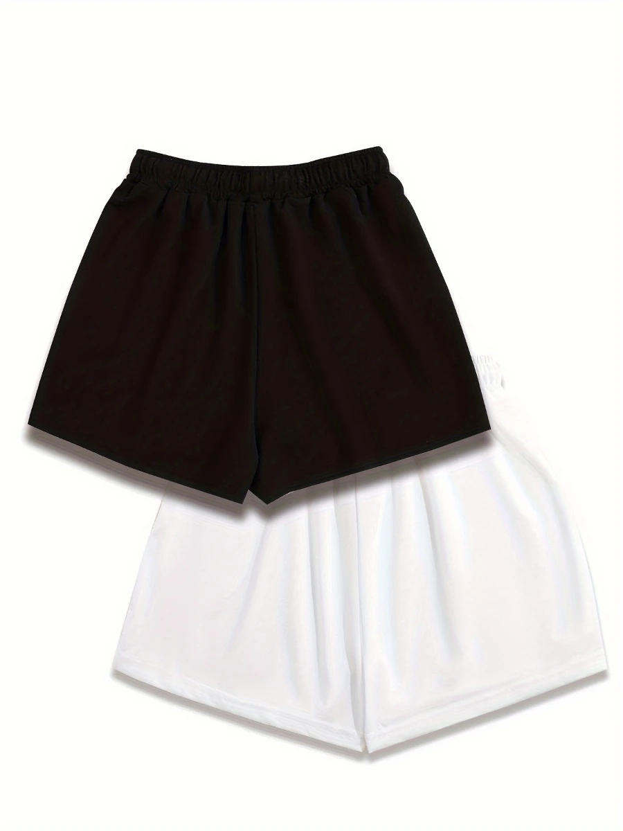 2pc Plus-size Sports Two-piece Shorts N Printed Casual Shorts Women's Spring Summer Fall New Style Cross-legged Shorts Shorts