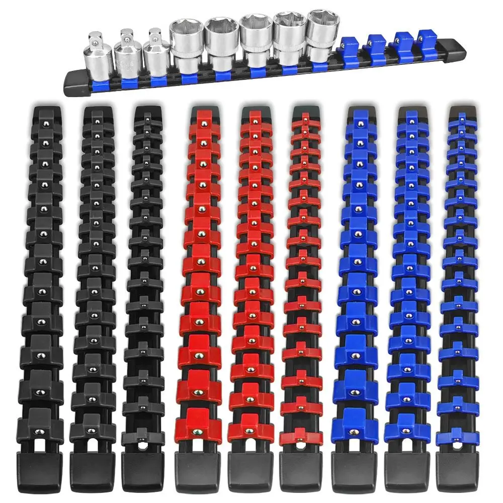 New 350mm Sleeve Storage Rack 1/4in 3/8in 1/2in Plastic Sleeve Organizer Tray Non Slip DIY Socket Rail Hand Tools