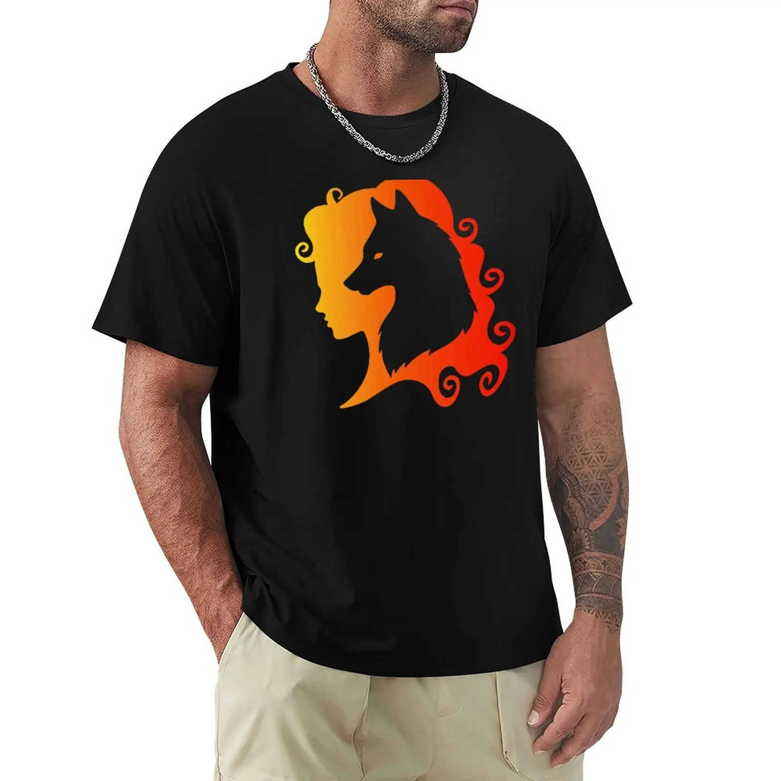Fire Wolf Spirit Totem Animal Guide Cheeky Witch? T-Shirt Plus Size Short Sleeve T-Shirt