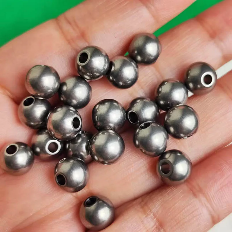 TA2 Pure Titanium Drilled Titanium Balls Ti Round Beads Ball with hole for Bracelet Necklace