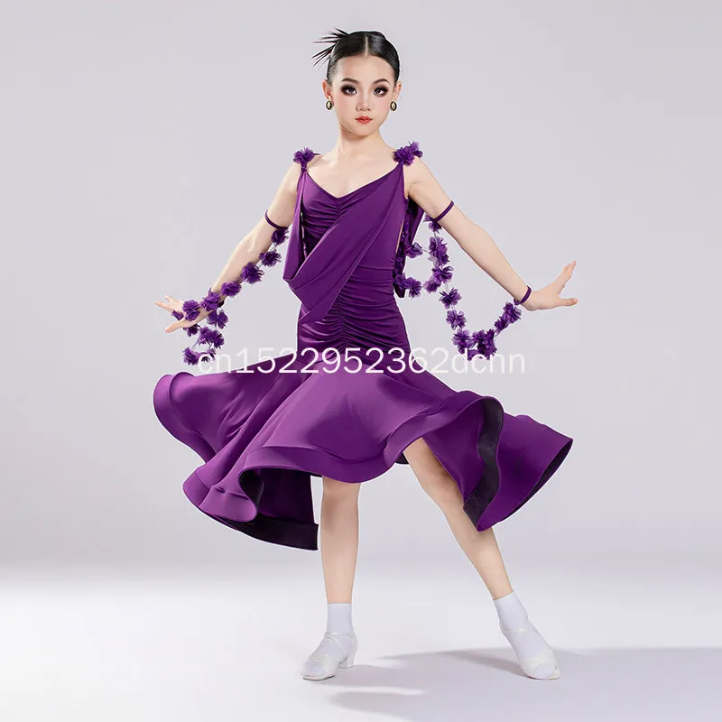 

New Moderndance Dress for Girls Ballroom Dance Social Dance Waltz Practice Performance and Purple Competition Outfits
