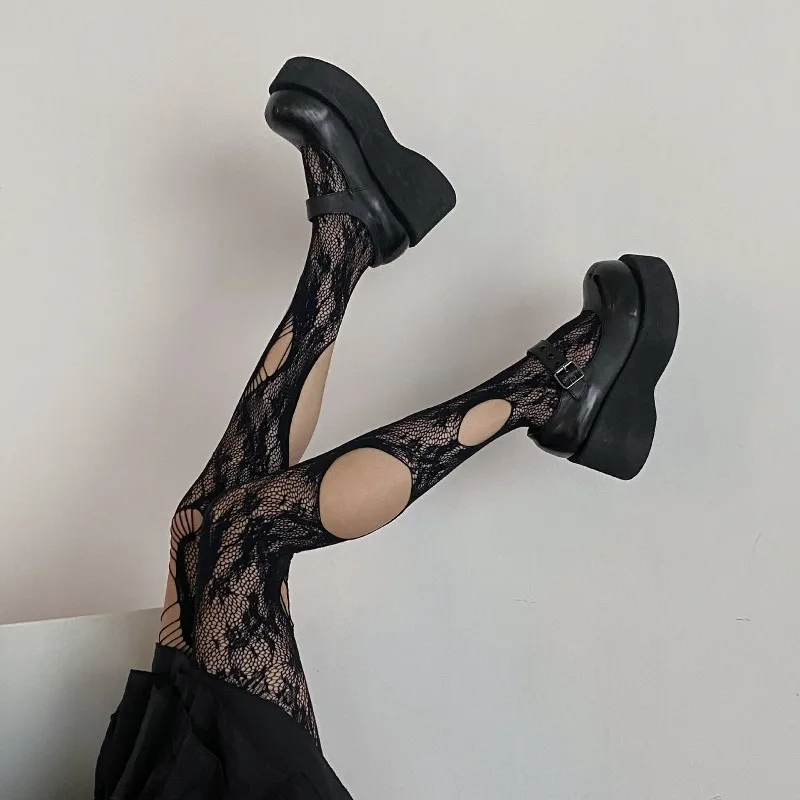 メッシュストッキング ロリータ レディース メッシュタイツ JK Y2k メッシュ中空パンツ 柄タイツ セクシー下着