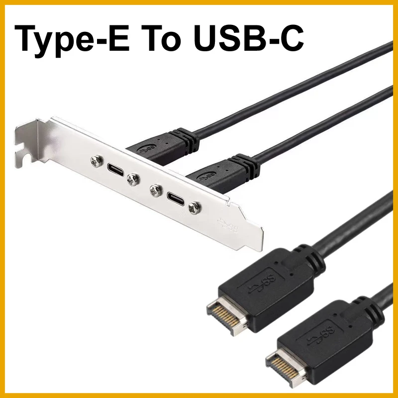 NEW 2 Ports 50cm USB 3.1 Front Panel Header Type-E To USB-C Type C Female Connector Extension Wire Cable +Panel Mount Screw