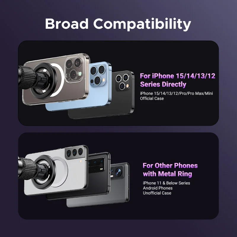 UGREEN Magnetischer Autotelefonhalter, Armaturenbrett, Windschutzscheibe, Entlüftung, 3-in-1, Magsafe-Autotelefonständer für iPhone 16, 15, 14 Pro, Samsung Xi
