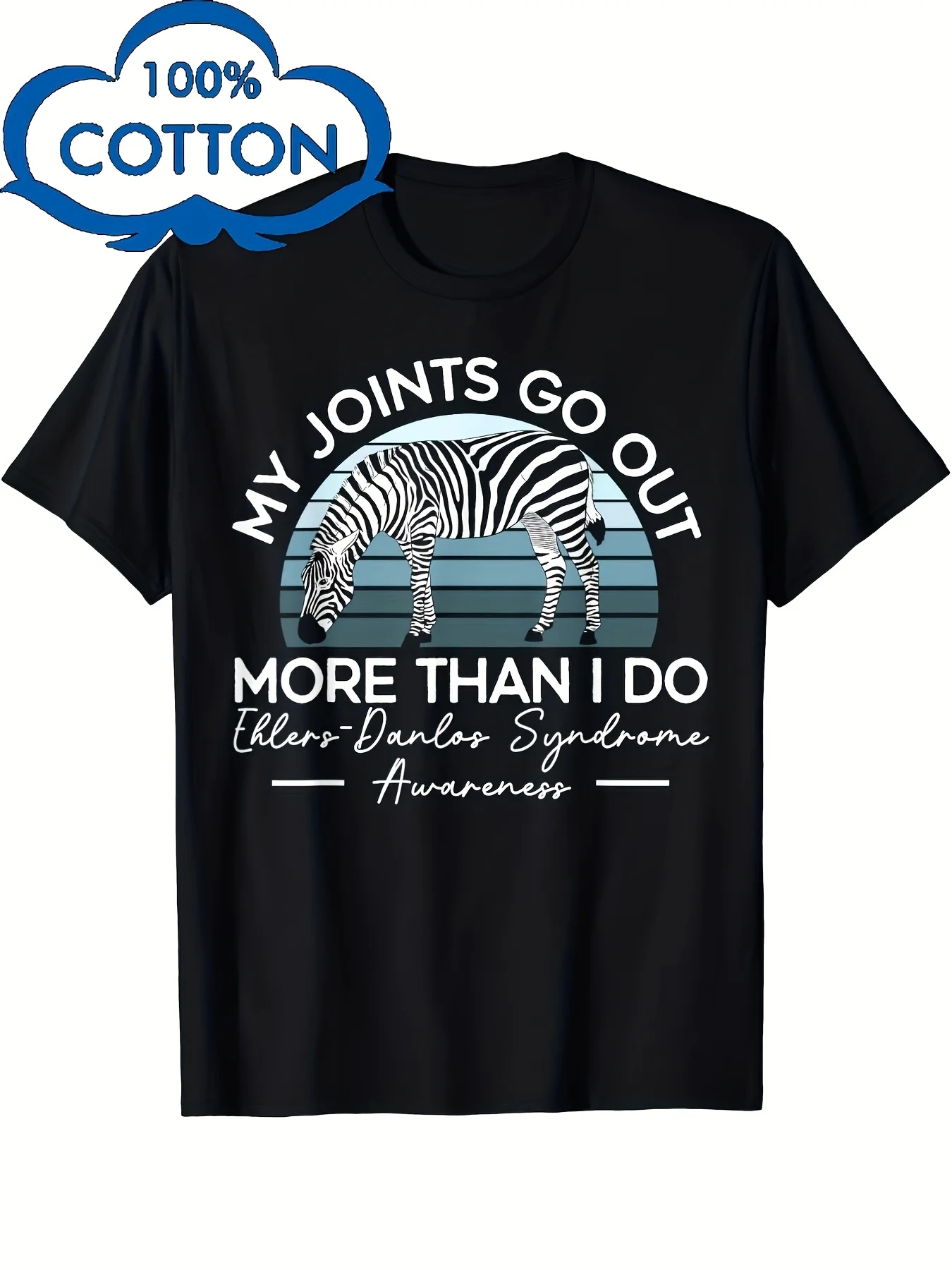 Top PickLocalEhlers-Danlos Syndrome Awareness T-Shirt - Heavyweight Sm 100% High Elasticity, Zebra Stripe & EDS Support Design w