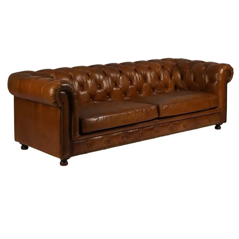 Vintage Furniture Genuine Leather Sofa Antique Furniture Chesterfield Tufted Sofas Living Room Furniture Sofa Set