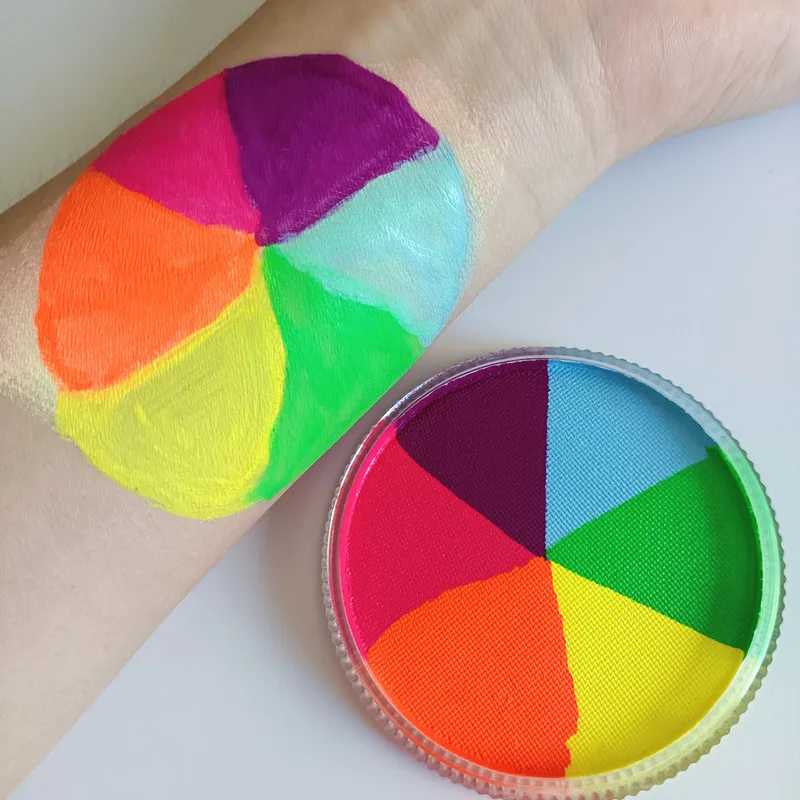 30g Face Paint Rainbow Split Cake Non-Toxic Water-Based Fluorescent For Christmas Party Makeup Body Painting Pigment