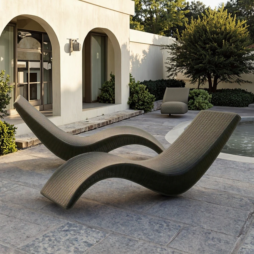 

Modern Rattan Sun Loungers for Outdoor Pool Garden Beach Courtyard Hotel & Villa Wood Chaise Lounge Chairs