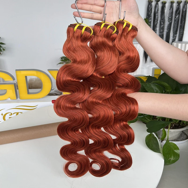 #350 Ginger Orange Body Wave Bundles 100% Raw Virgin Human Hair Extensions Vietnamese Hair Double Weft 100g/bundle Full Head
