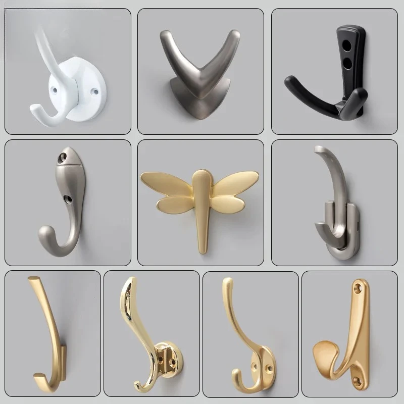 2PC Modern Simple Coat Coat and Hat Hook Single Double Hook Entrance Metal Wardrobe Shoe Cabinet Hook Wall