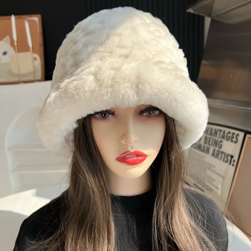 Frauen Winter Warme Mütze 100% Echt Rex Kaninchen Fell Bomber Hüte Dame Echte Pelz Kappe Mützen Weichen, Flauschigen Natürliche Pelz Buckrt hut – Detail 2