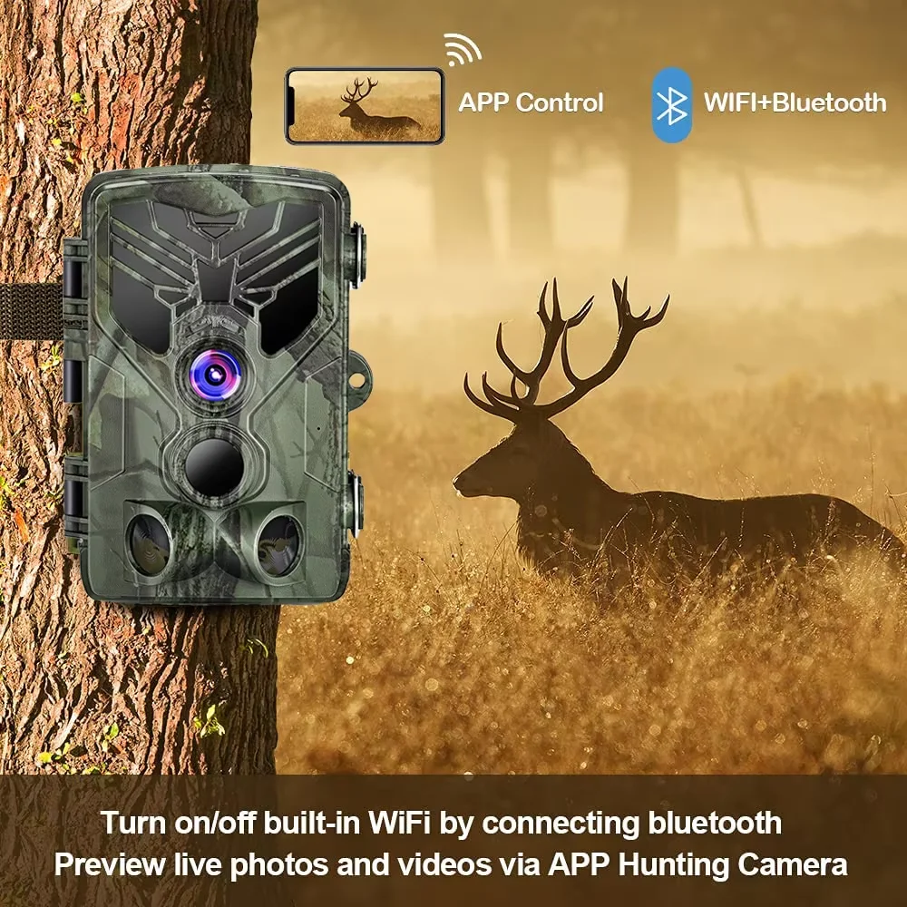 4K WIFI Live Stream Hunting Cameras Live Broadcast Trail Camera 30MP APP Bluetooth Night Vision WIFI830PRO Wildlife Photo Traps