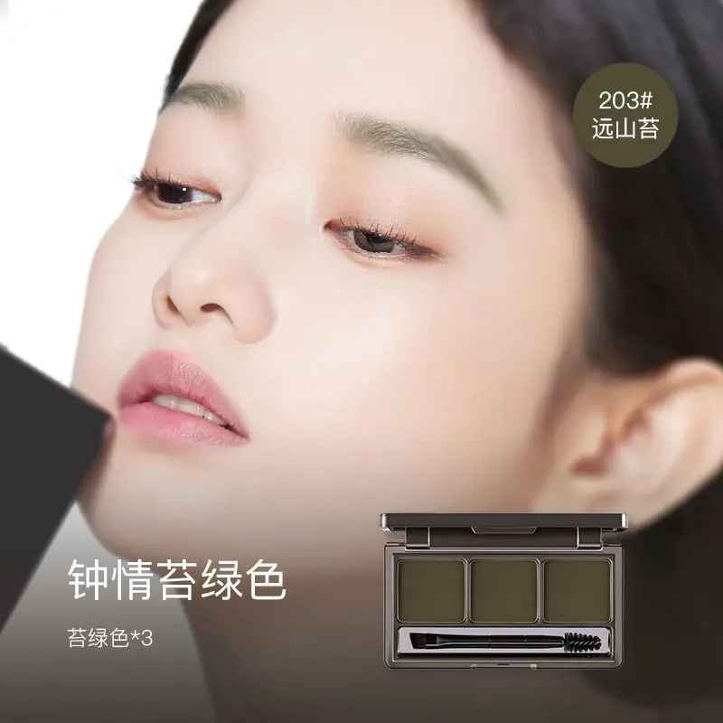 Driekleurig wenkbrauwpoeder, waterdicht, zweetbestendig en niet-ontkleurend wenkbrauwpotlood, natuurlijk wild wenkbrauwmeisje