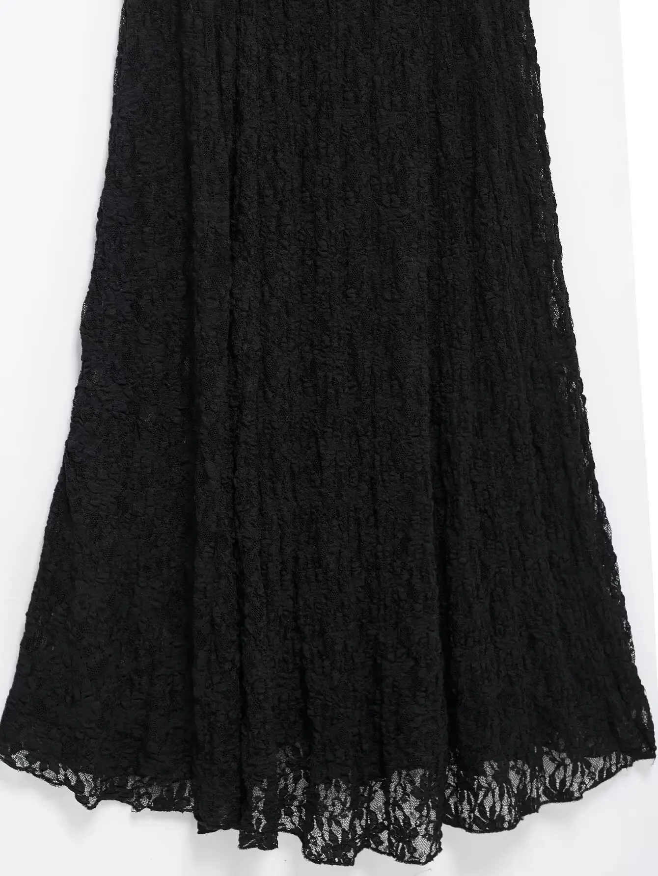 BWQ Vestido largo elegante de encaje negro de manga larga para mujer, diseño transparente, dobladillo acampanado, ideal para ocasiones formales y de fiesta 2025