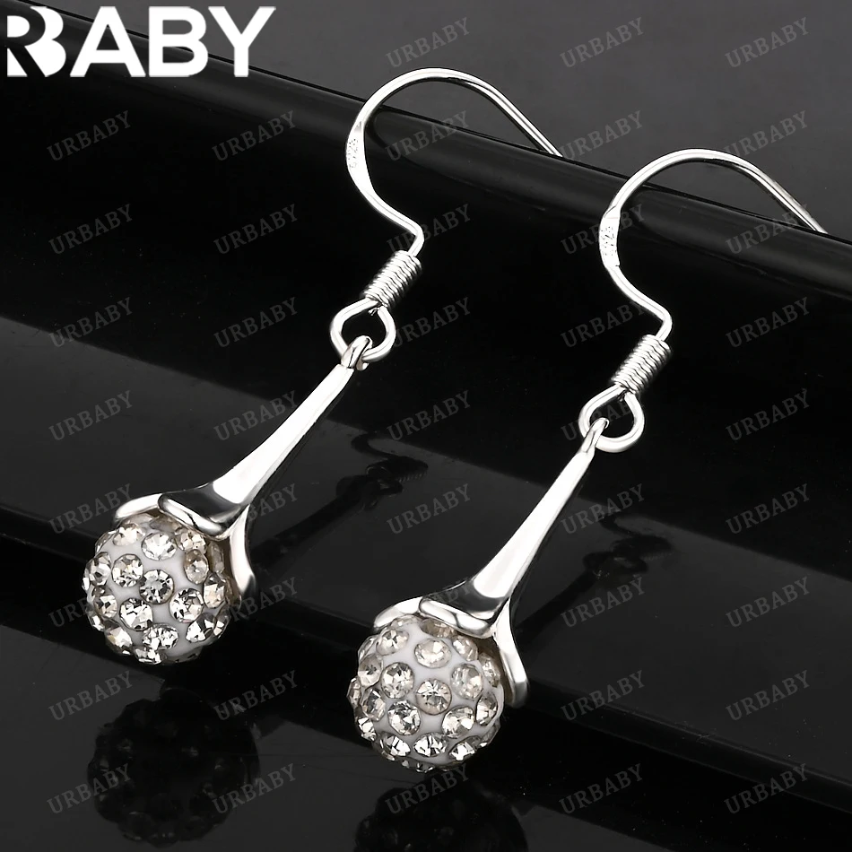 

URBABY 925 Sterling Silver Earrings Zircin Ball Drop Earrings For Women Jewelry Fashion Party and Daily Wear