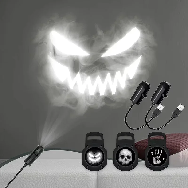 

USB Projection Lamp Halloween Decor,3/6 Animations,Plug Play Ambient Light for Holiday Party Bedroom Wall Ceiling Car Decoration