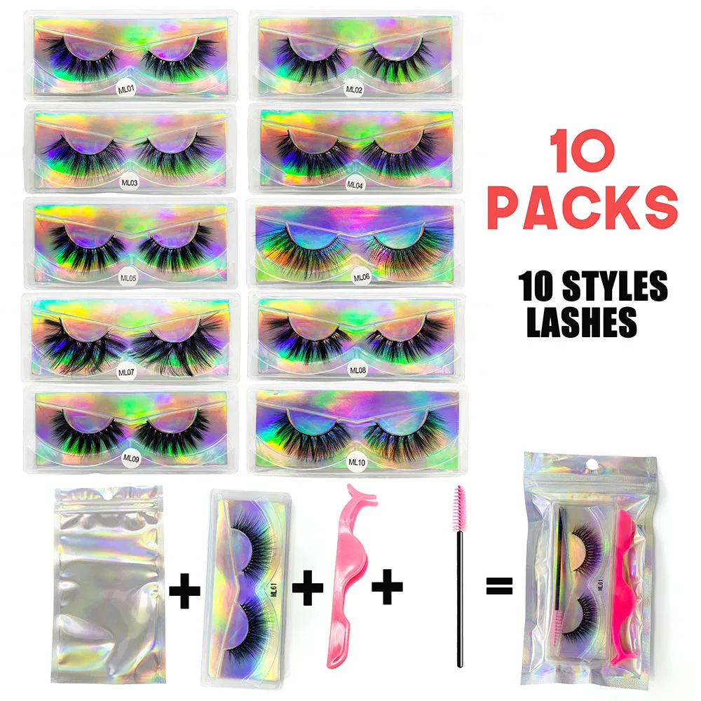 Nieuwe 10/120Packs Wimpers Nep Pluizige Wimpers Bulk Groothandel Vrouwen Make-Up Tools Lange Dramatische Faux Nerts Lash Groothandel Wimpers