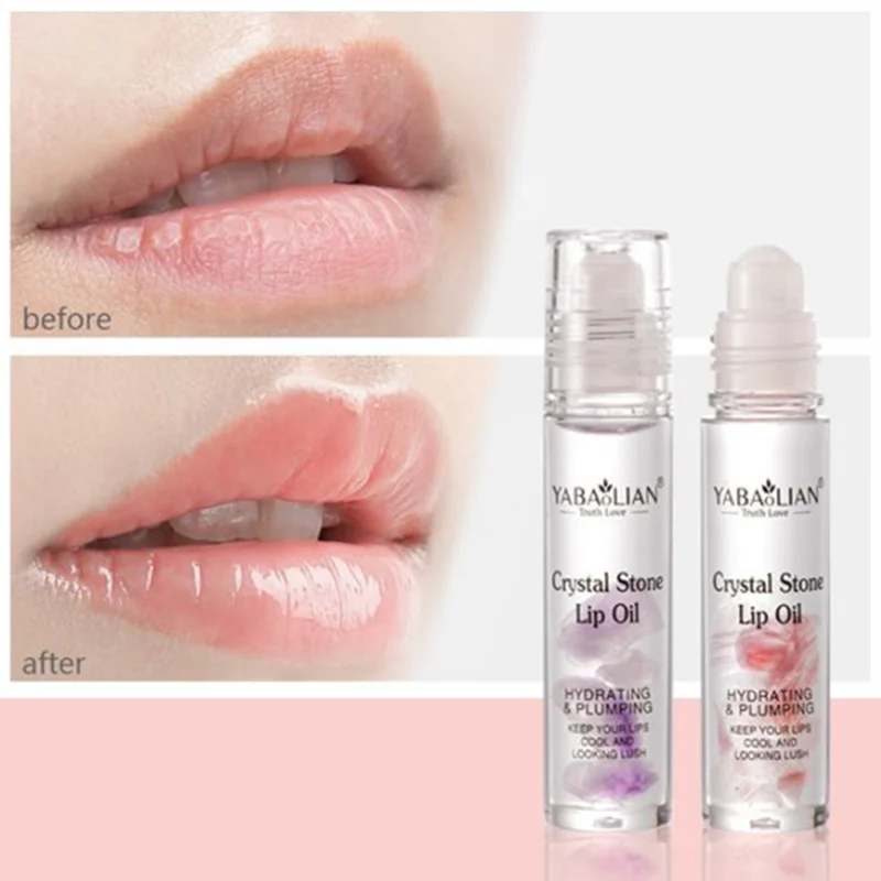 リッププランパーグロス ジェイドマッサージャー付き 唇のラインを軽減 乾燥を軽減 保湿リップスティック 長時間持続する保湿 デイリーメイクアップ