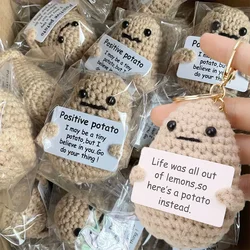 1/2pcs Positive Energy Potato Keychain Couple Funny Card Knitting Inspired Toy Key Rings Creative Crochet Dolls Bag Pendants