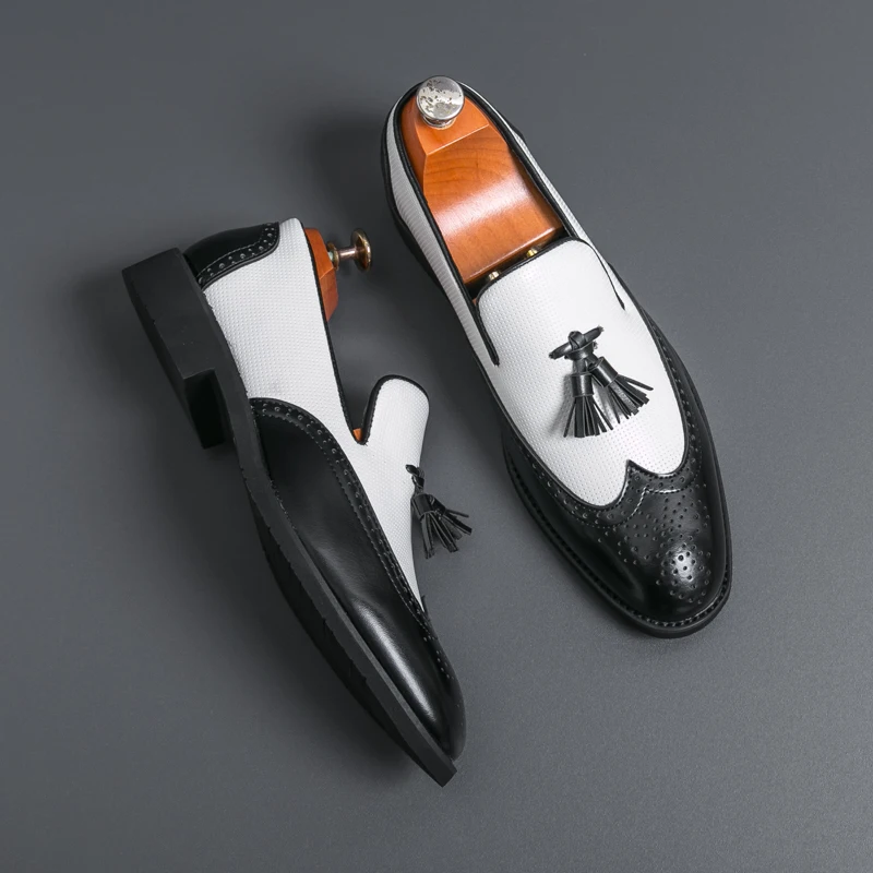 

Size 38-50 Business Men Fringed Shoes Black Brown American Casual Comfortable Retro Classic Brogue Shoes Social Shoes Men