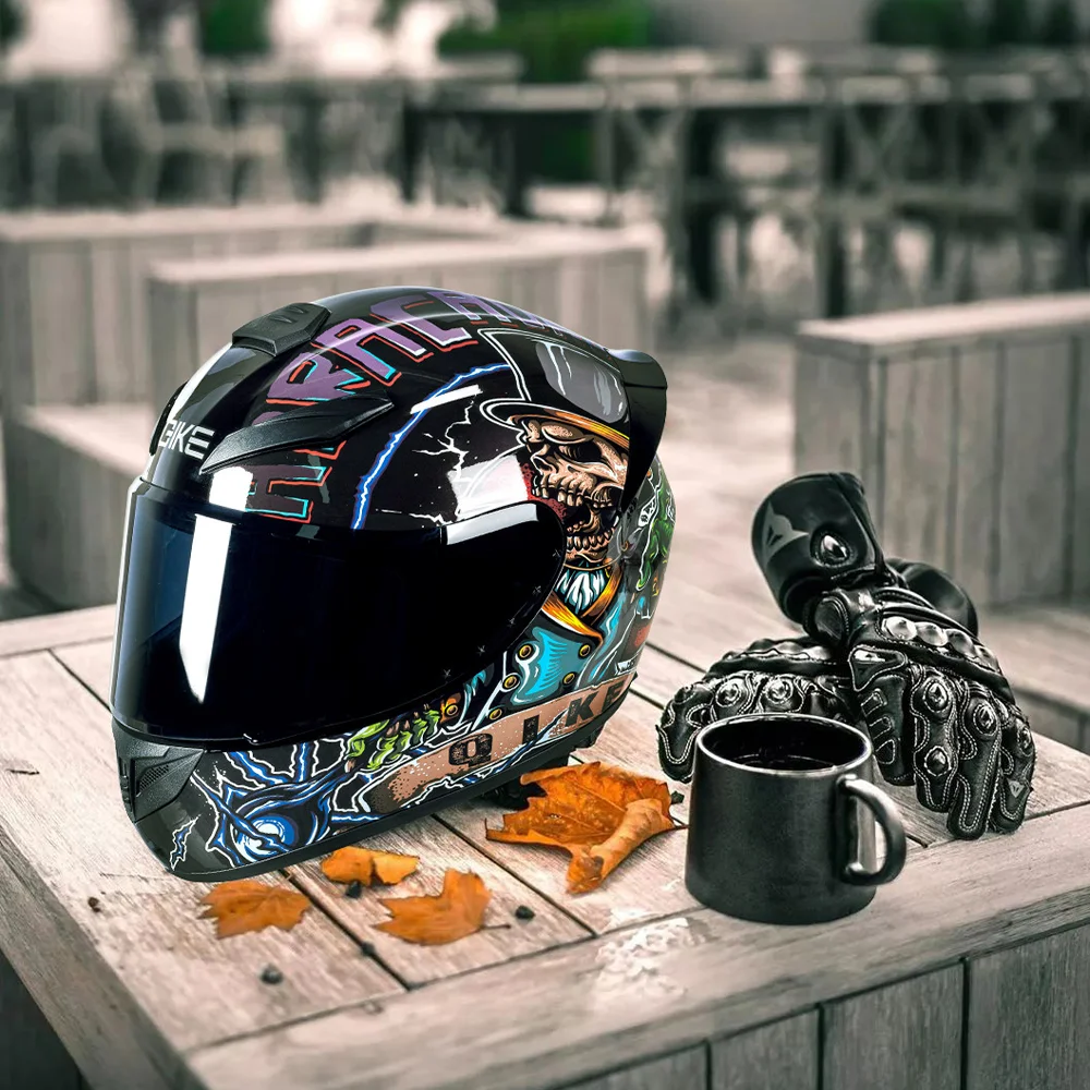 Casco de motocicleta Dot Cruise Retro Motocross Casco de cara completa hombres y mujeres Casco para las cuatro estaciones Casco de montar Casco Capacete