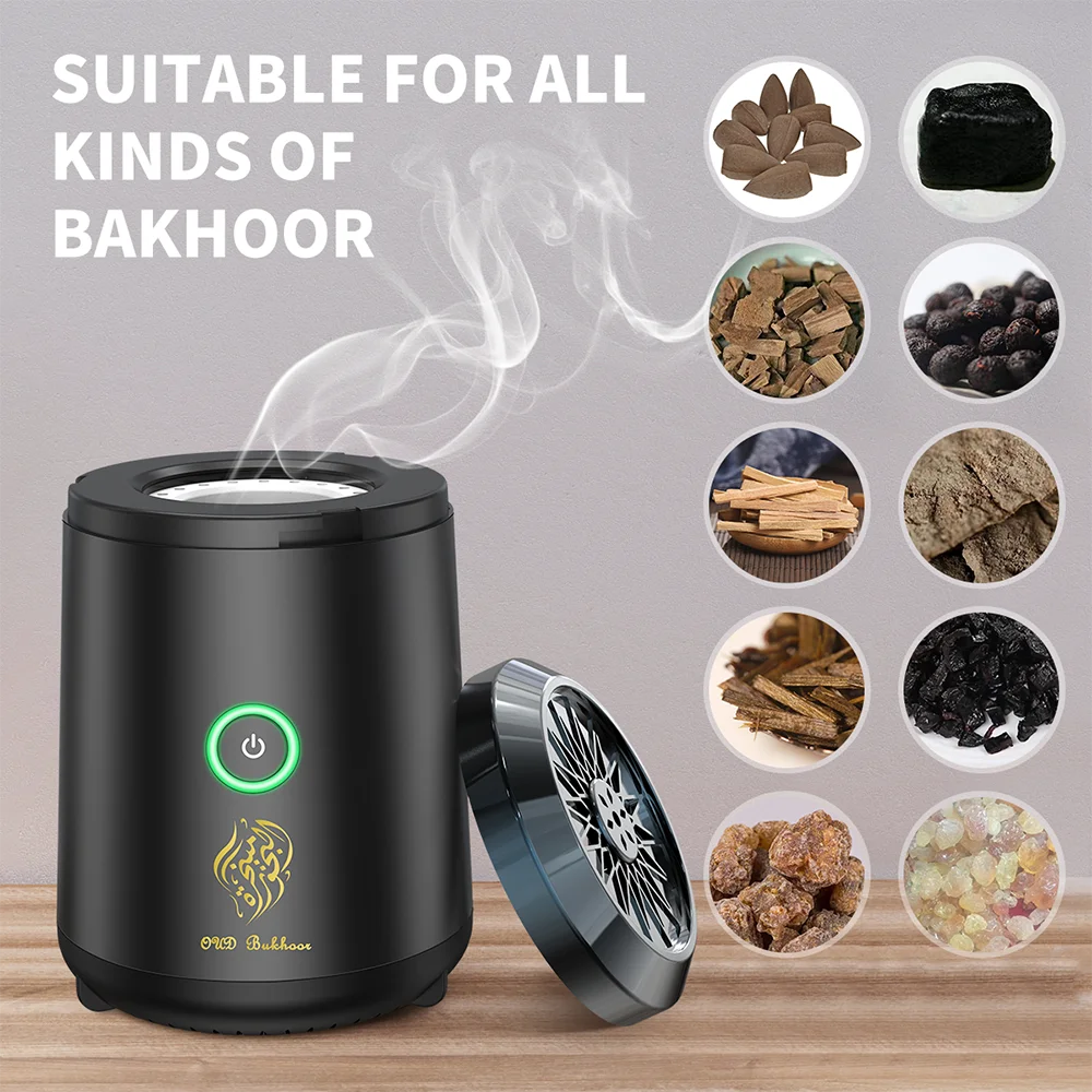 

Arabic Incense Burner Electronic Portable Bakhoor Muslim Dukhoon Aroma Diffuser USB Rechargeable Oud Holder