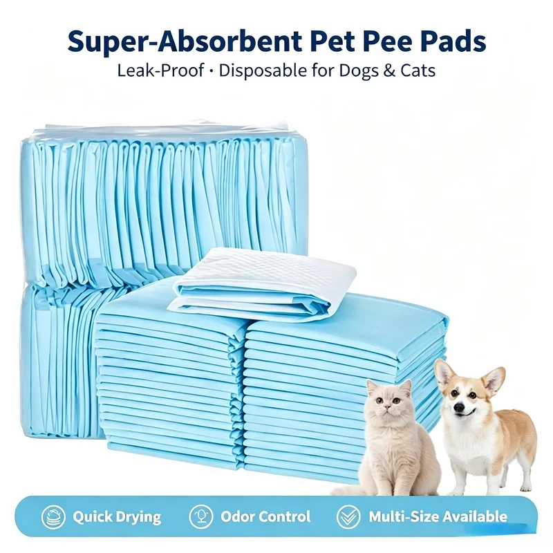 100 50 40 20PCS Disposable Puppy Dog Training Pee Mats Super Absorbent Odor‑Control Quick Dry Pet Diaper Pads For Indoor Dog Toi