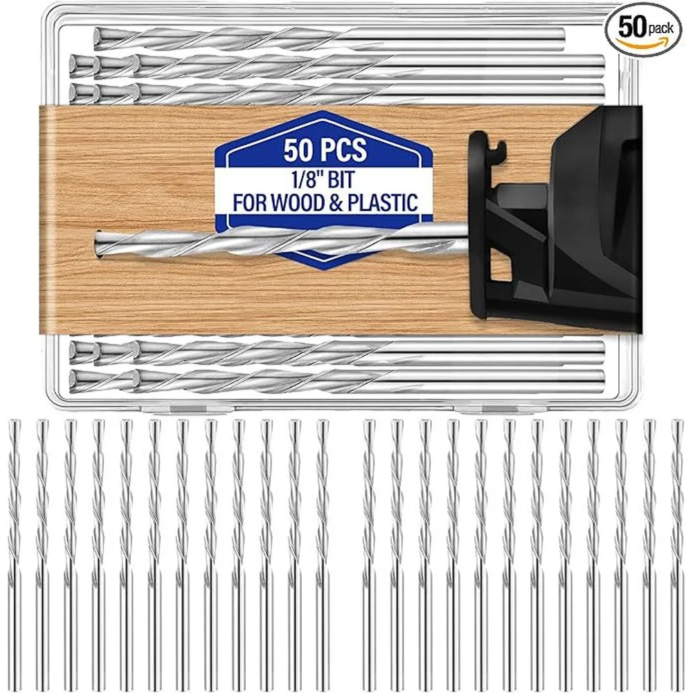 50PCS 1/8 Inch Titanium Nitride Drill Bits Set Gold Twist Bit For Wood Plastic Drywall Fiberglass PVC Cutting Tools