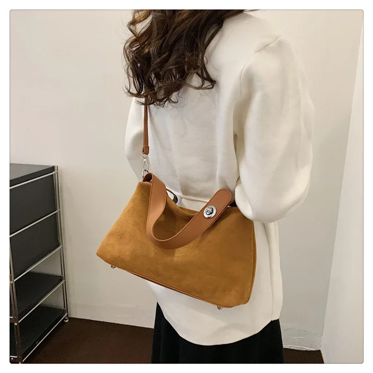 Deer Skin Material 2024 High Quality Shoulder Bag Zipper Solid Color Simple Fashion Handbag Soft Popular Commuting Crossbody Bag