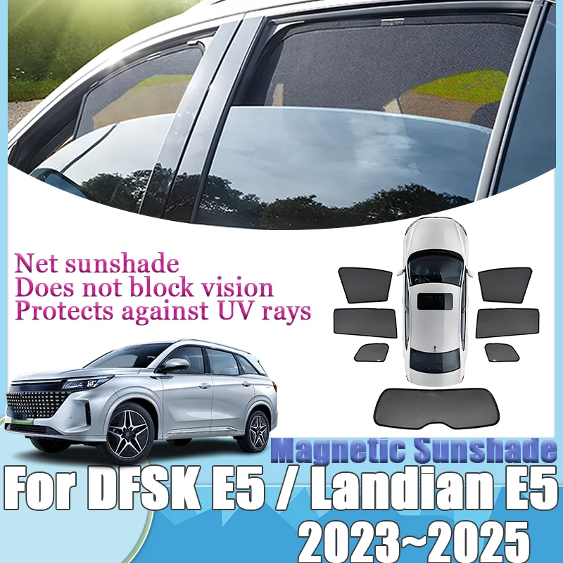 

For DFSK E5 Landian E5 NEV 2023 2024 2025 Anti-UV Magnetic Sunshade Visor Sun Shade Curtain Cover Privacy Tools Auto Accessories